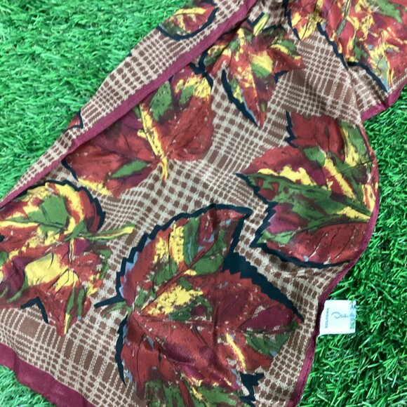 Oscar De La Renta Vintage 100% Silk Fall Autumn Scarf - Picture 2 of 10